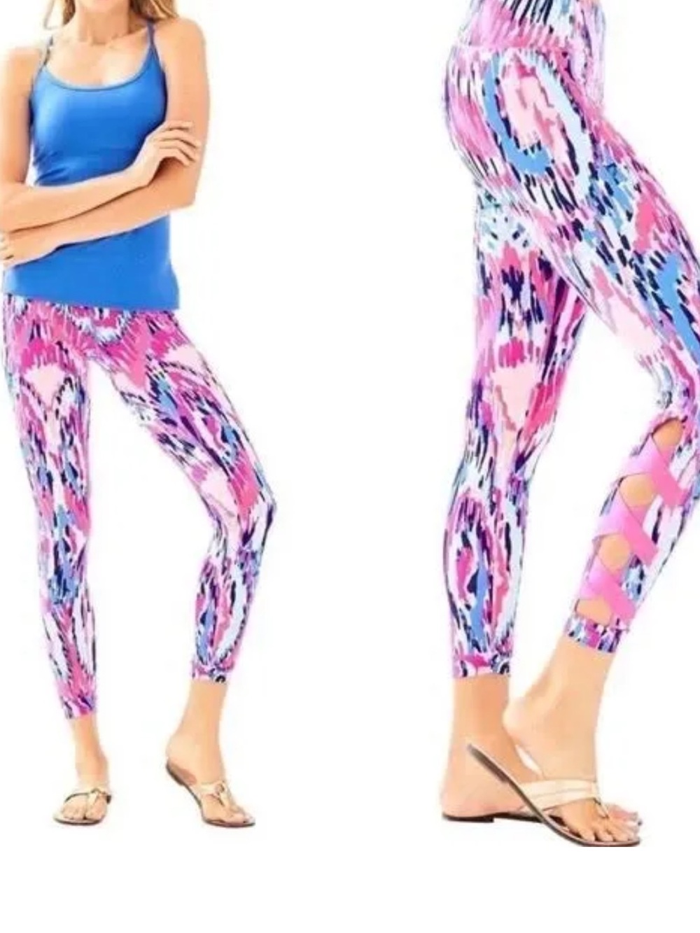 Lilly Pulitzer Pink & Blue Abstract Print Leggings